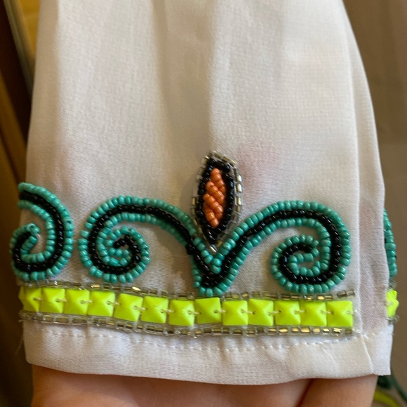 Flint Moss Beach size Small Beaded Swim Coverup White Sheer - Picture 4 of 9